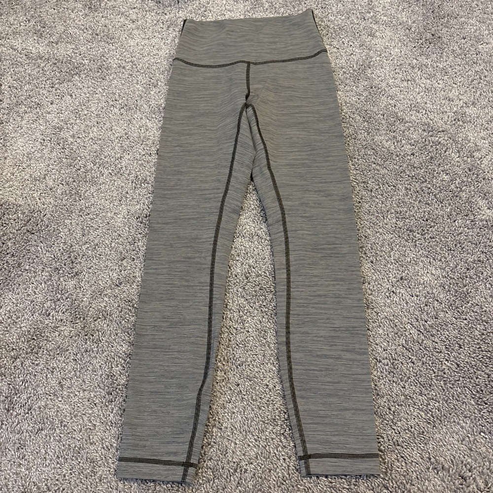 Lululemon Women's Wunder Under HR Tight 25" *F LW5BSOS WFSD Green Stripes Size 4